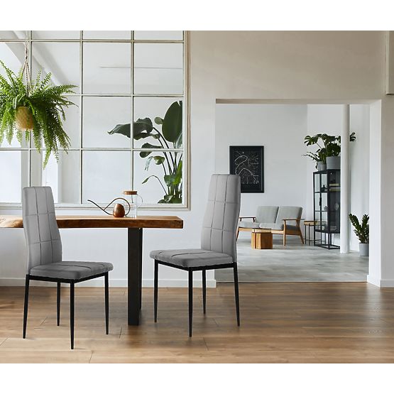 Set aus 4 gepolsterten Stühlen für Ess- und Wohnzimmer, grau