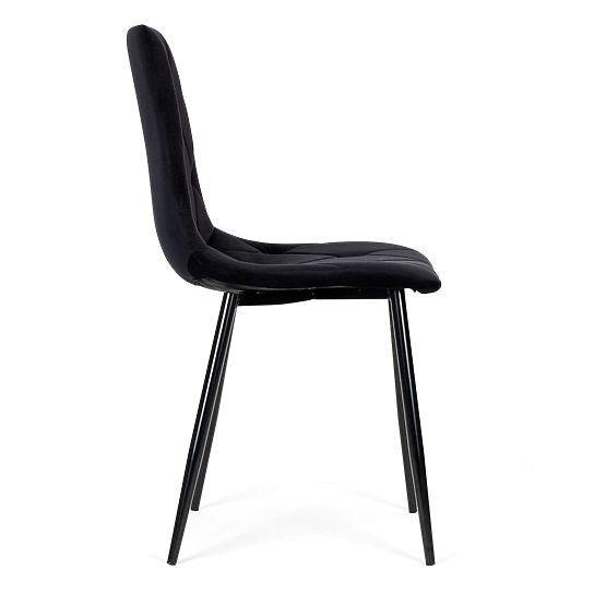 Set aus 4 gesteppten Samtstühlen für Ess- und Wohnzimmer - Schwarz