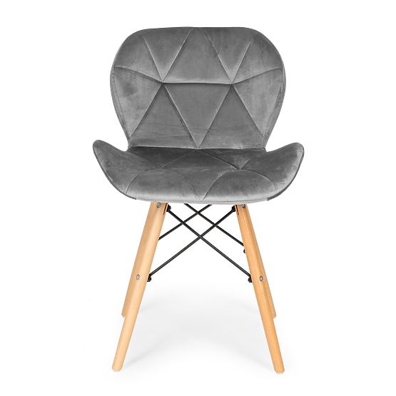 Set aus 4 Samtstühlen für Ess- und Wohnzimmer - Grau