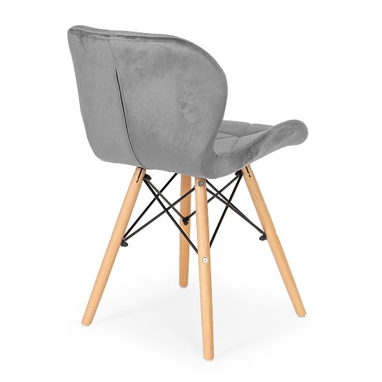 Set aus 4 Samtstühlen für Ess- und Wohnzimmer - Grau