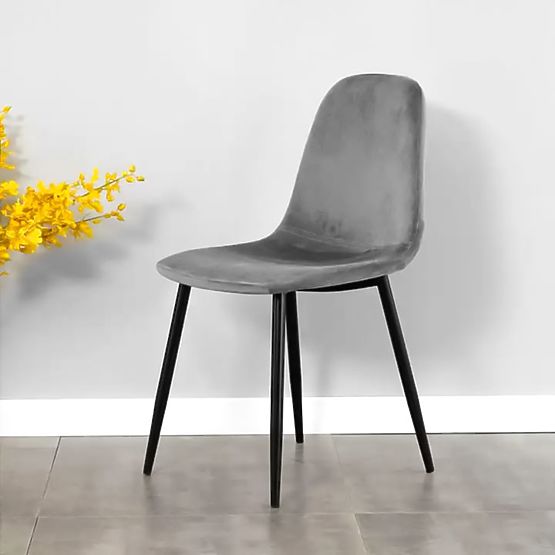 Set aus 4 Samtstühlen für Esszimmer und Wohnzimmer - Grau