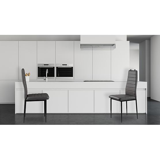 Set aus 4 Stühlen aus Kunstleder mit hoher Rückenlehne - grau