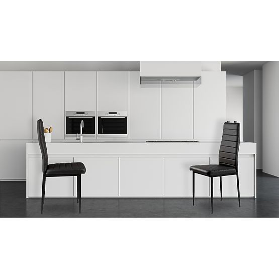 Set aus 4 Stühlen aus Kunstleder mit hoher Rückenlehne - schwarz