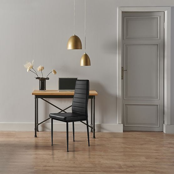 Set aus 4 Stühlen aus Kunstleder mit hoher Rückenlehne - schwarz