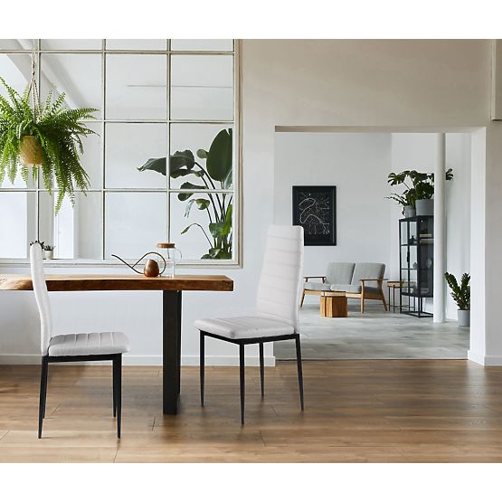 Set aus 4 Stühlen aus Ökoleder mit hoher Rückenlehne - weiß