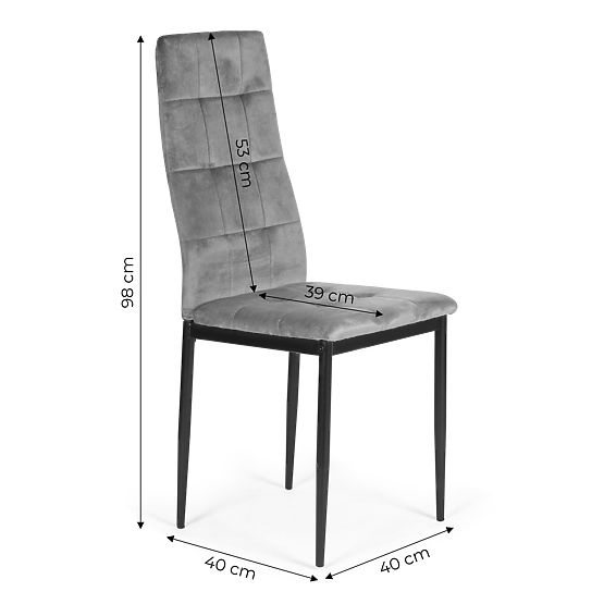 Set aus Samtstühlen für Esszimmer und Wohnzimmer 4 Stück grau