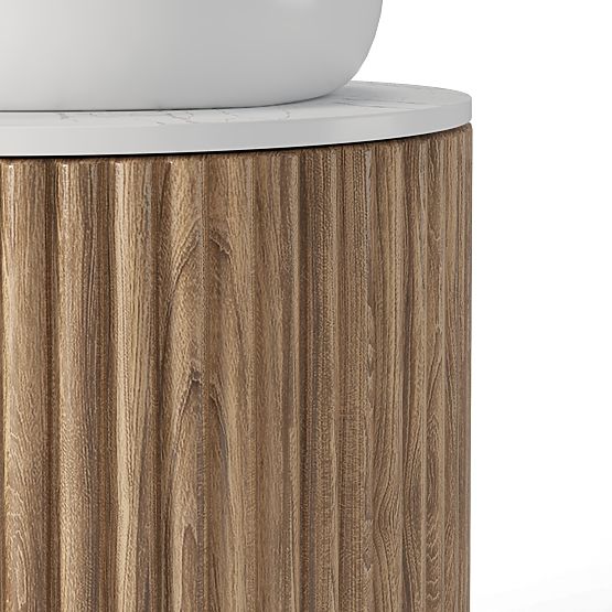 Set aus Schrank mit Platte und Waschbecken La promessa 40 cm, geriffelt, abgerundet, Eiche/Weiß