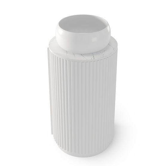 Set aus Schrank mit Platte und Waschbecken La promessa 40 cm, geriffelt, abgerundet, weiß