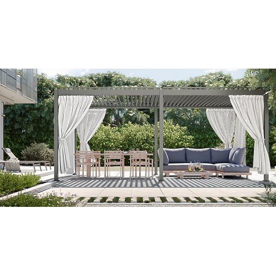 Set aus zwei Vorhängen 278 cm pro Seite der Pergola 6 m, weiß
