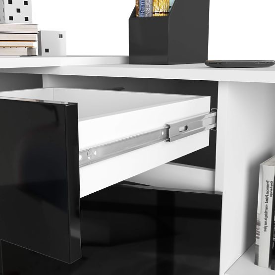 SET CLP B-17 KOMMODE + SCHREIBTISCH PK SCHWARZ GLANZ