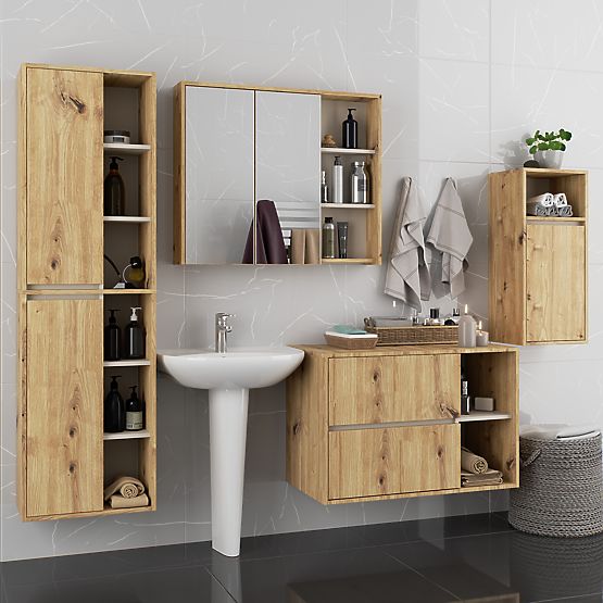 SET HÄNGENDER BADEZIMMERMÖBEL VAMI EICHE ARTISAN / KASCHMIR