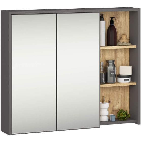SET HÄNGENDER BADEZIMMERMÖBEL VAMI GRAPHIT GRAU / EICHE ARTISAN