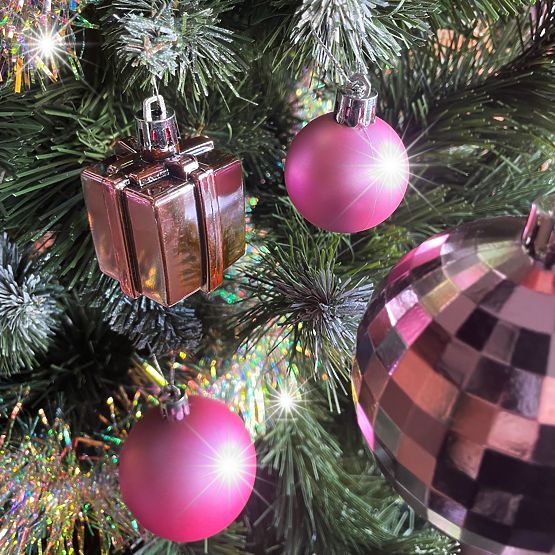 Set mit Weihnachtsdekorationen Lila/Rose 208 Stk.