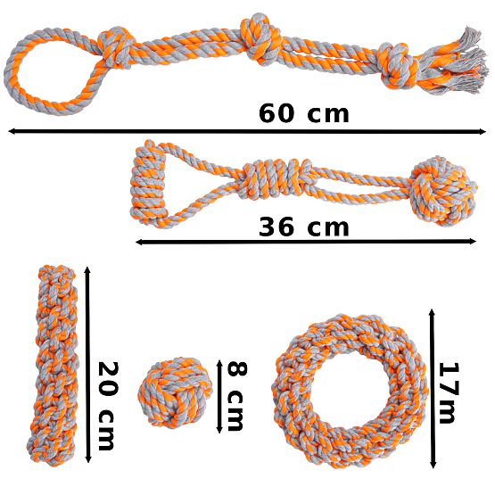 Set von Zerrspielzeugen für Hunde SPANKY 5 Stück