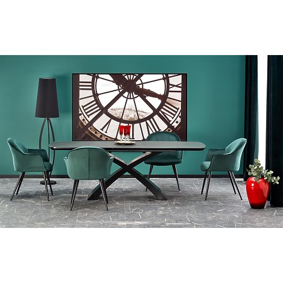 SILVESTRO ausziehbarer Tisch Platte - dunkelgrau, Beine - schwarz