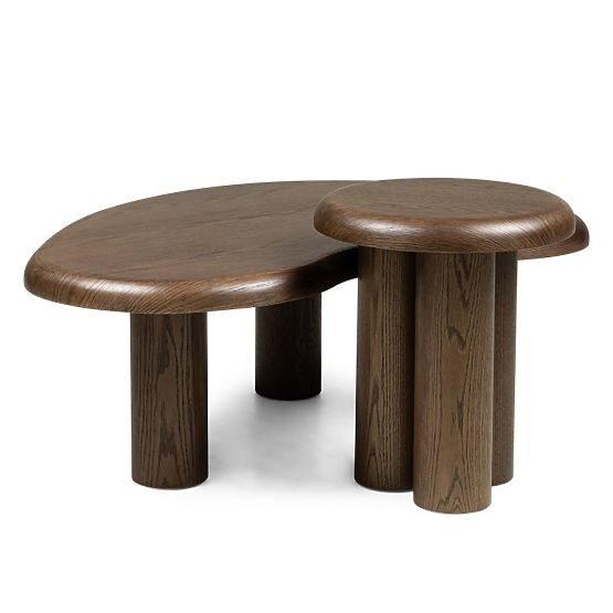 Sirocco Tischset, dunkle Eiche, abgerundete Formen