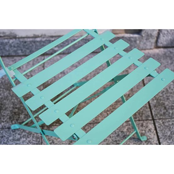 Stahl-Balkonmöbel (2 x Klappstühle + Tisch) SEMPLICI Mintgrün