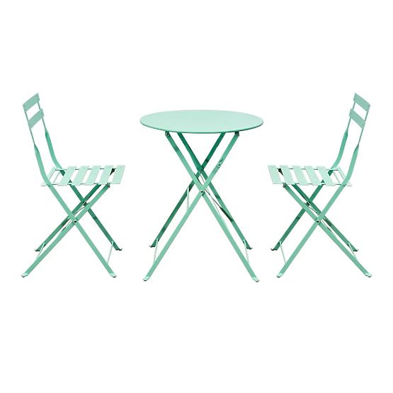 Stahl-Balkonmöbel (2 x Klappstühle + Tisch) SEMPLICI Mintgrün