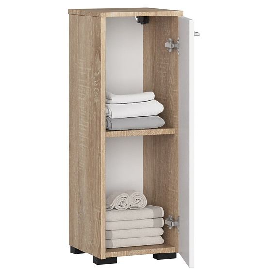 STEHENDER BADEZIMMERSCHRANK FIN S30 1D SONOMA EICHE / WEISS