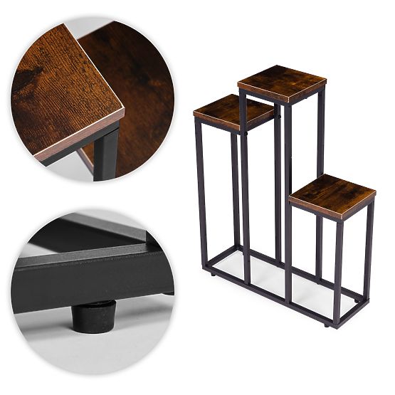 Stehender Blumenständer, dekorativer Blumenständer mit 3 Regalen im Loft-Stil von ModernHome