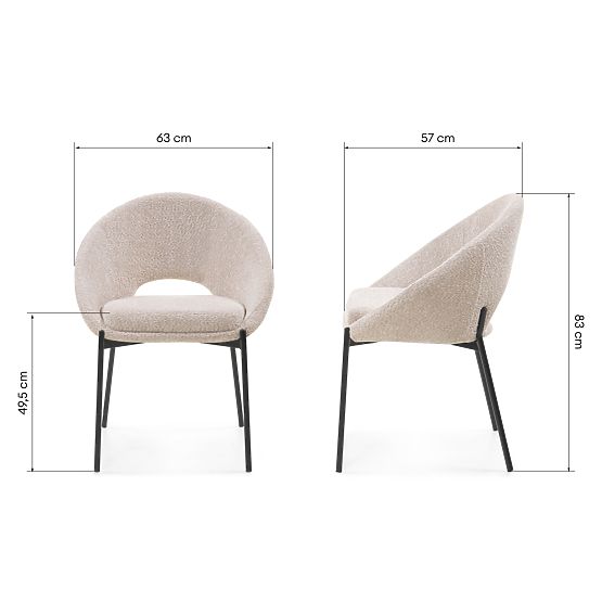 Stuhl mit Öffnung in der Rückenlehne Luigi beige/schwarze Beine