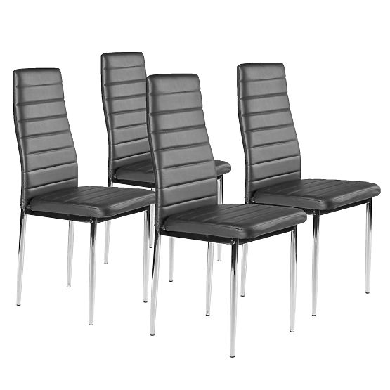 Stühle aus Kunstleder für Wohnzimmer und Esszimmer 4 Stk. verchromte Beine grau