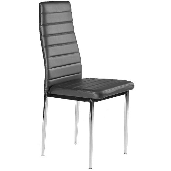 Stühle aus Kunstleder für Wohnzimmer und Esszimmer 4 Stk. verchromte Beine grau