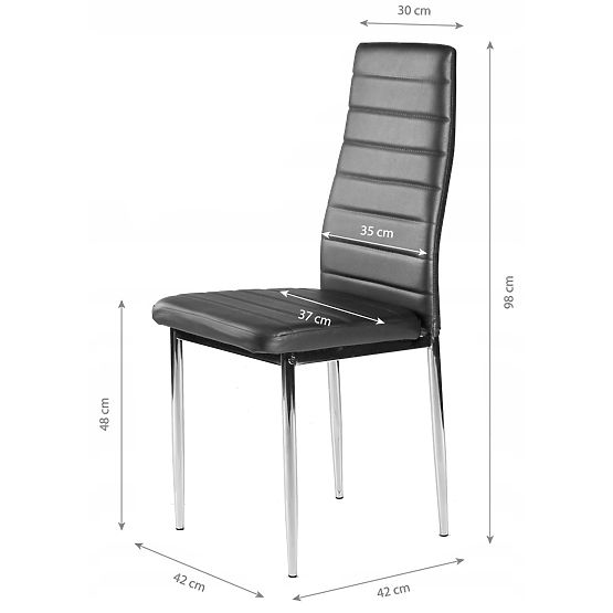 Stühle aus Kunstleder für Wohnzimmer und Esszimmer 4 Stk. verchromte Beine grau