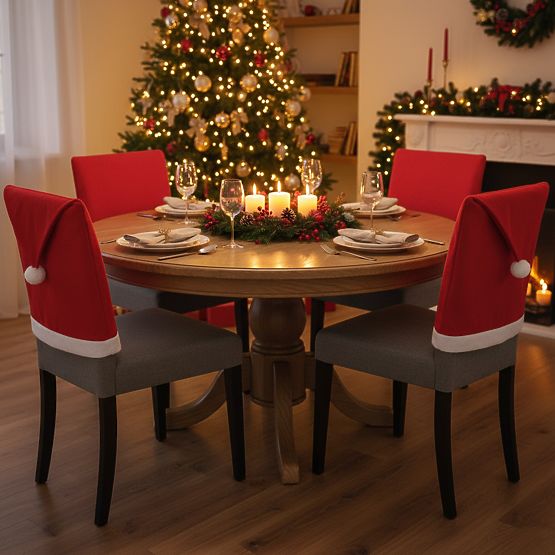 Stuhlhussen in Form einer Weihnachtsmannmütze 2 Stk.