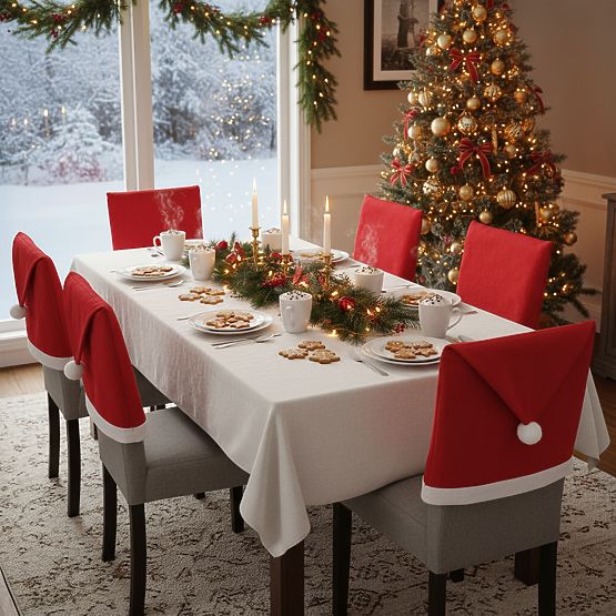 Stuhlhussen in Form einer Weihnachtsmannmütze 2 Stk.