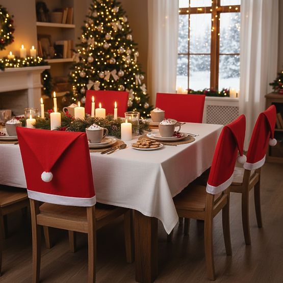 Stuhlhussen in Form einer Weihnachtsmannmütze 6 Stk.