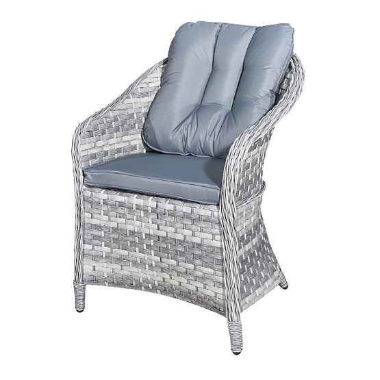 Technorattan Tischmöbel-Set (4 Sessel + runder Tisch) MODERNO hellgrau