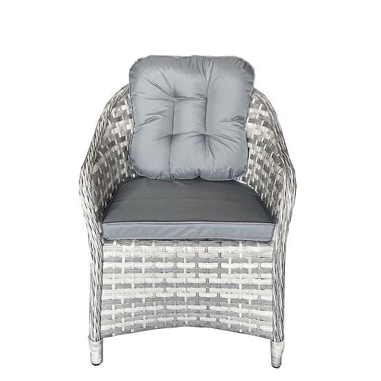 Technorattan Tischmöbel-Set (4 Sessel + runder Tisch) MODERNO hellgrau