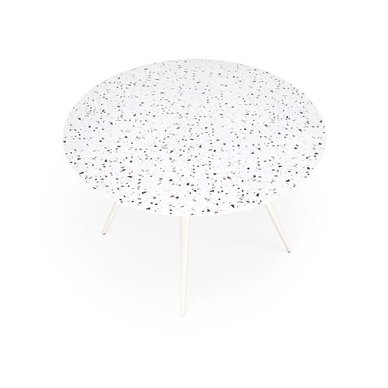 Tisch ARAMIS, Platte - Terrazzo, Beine - Weiß (2p=1Stk)