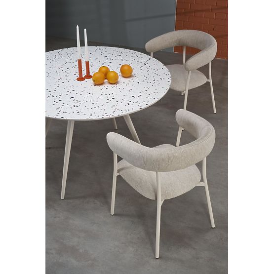 Tisch ARAMIS, Platte - Terrazzo, Beine - Weiß (2p=1Stk)