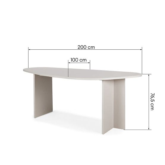 Tisch mit unregelmäßiger Platte Zeva 200 cm, kaschmirfarben