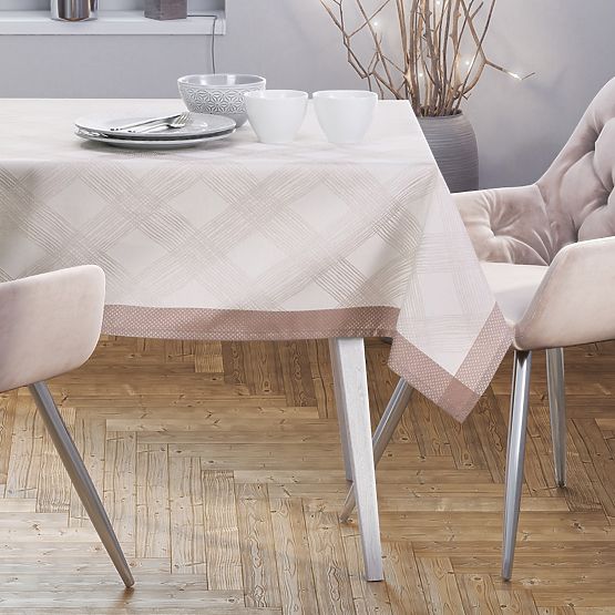 Tischdecke MILLUZA cremefarben metallisiert klassisches Motiv 140x300 ameliahome