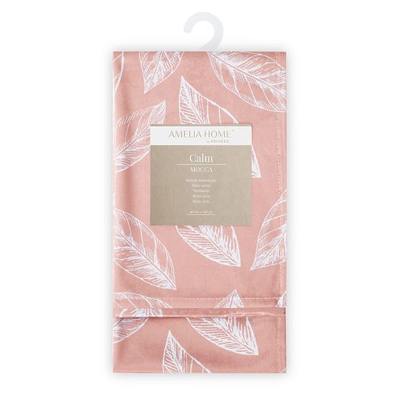 Tischläufer CALM Farbe pudrig rosa bedrucktes Pflanzenmotiv klassischer Stil 40x140 ameliahome