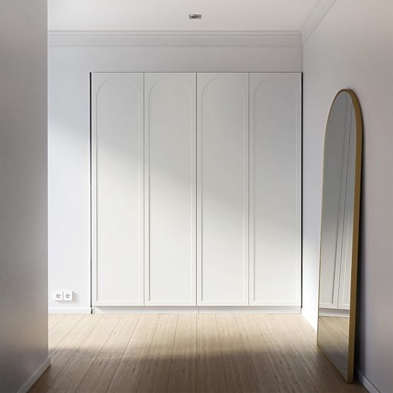 Tür für den Schrank Neroli, 45,6 cm, Bogeneinsatz, weiß, links