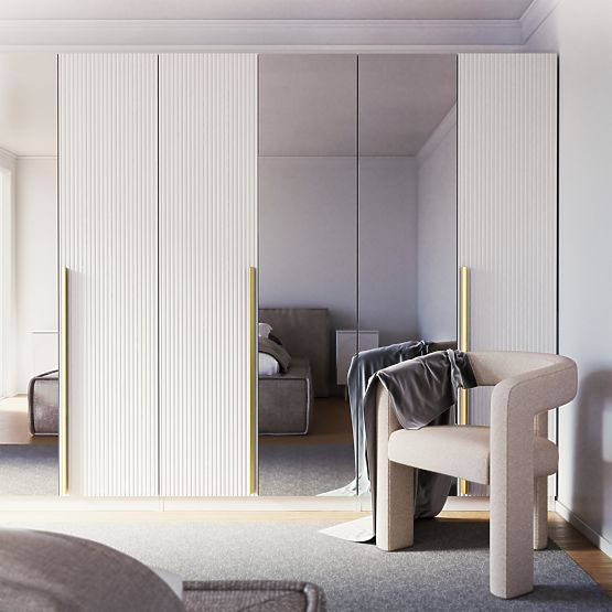 Tür für den Schrank Neroli, 45,6 cm, einfache Rillen, weiß