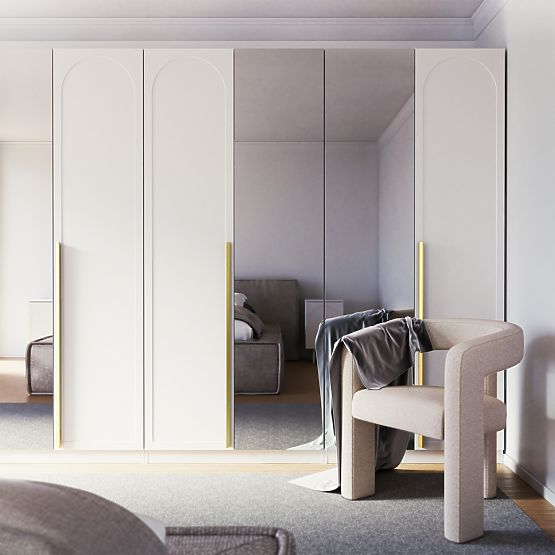 Tür für Schrank Neroli, 45,6 cm, Bogenpaneel, weiß, rechts