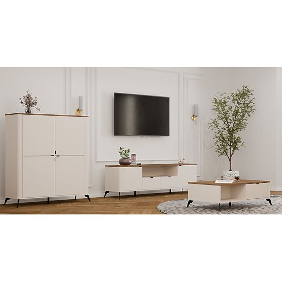 TV-Schrank CORDOBA 2S2S Kaschmir Beige Eiche Castello TV-Schrank mit 2 Schubladen