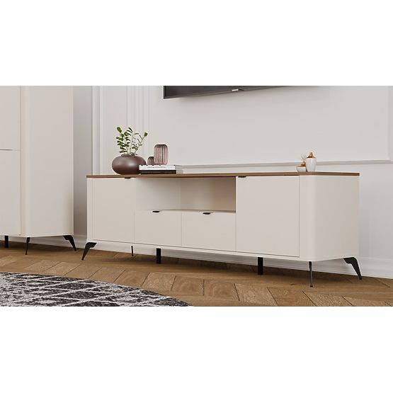 TV-Schrank CORDOBA 2S2S Kaschmir Beige Eiche Castello TV-Schrank mit 2 Schubladen