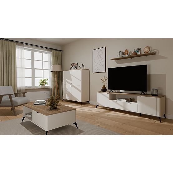 TV-Schrank CORDOBA 2S2S Kaschmir Beige Eiche Castello TV-Schrank mit 2 Schubladen