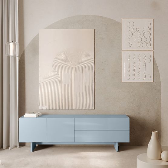 TV-Schrank Glim, rauchblau, glänzend