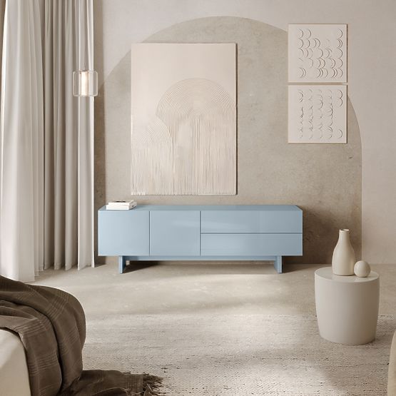 TV-Schrank Glim, rauchblau, glänzend