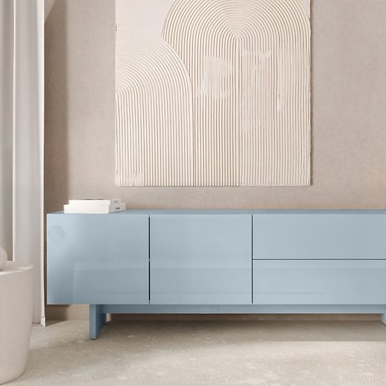 TV-Schrank Glim, rauchblau, glänzend