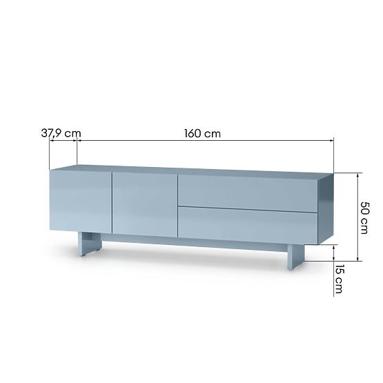 TV-Schrank Glim, rauchblau, glänzend