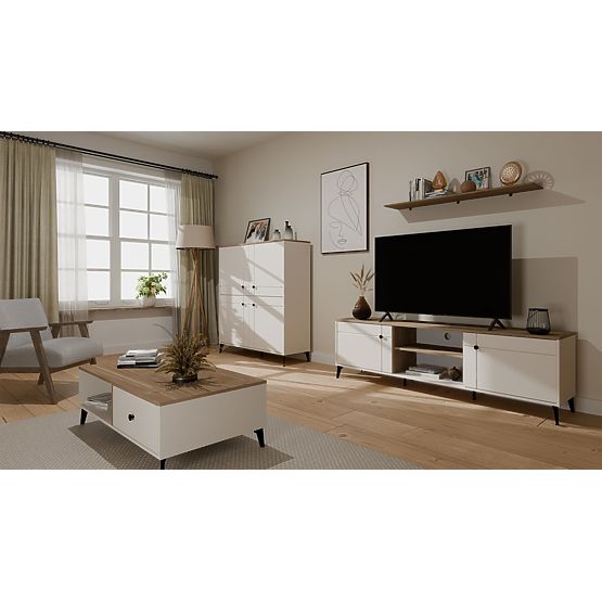TV-Schrank POINT 2D Kaschmir Beige Eiche Castello TV-Schrank 2 Türen