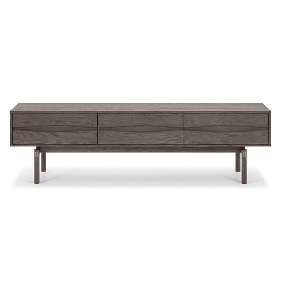 TV-Schrank Quadri mit Schubladen, massives Eichenholz, Furnier, Espresso Braun